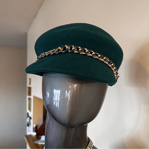 Nine West Accessories - NINE WEST | Teal wool chain detail nwt designer paper boy style cap hat